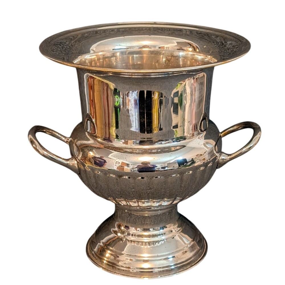 Vintage EPNS Silver Plate Trophy Urn Champagne Wine Ice Bucket W/ Handles 9.5"